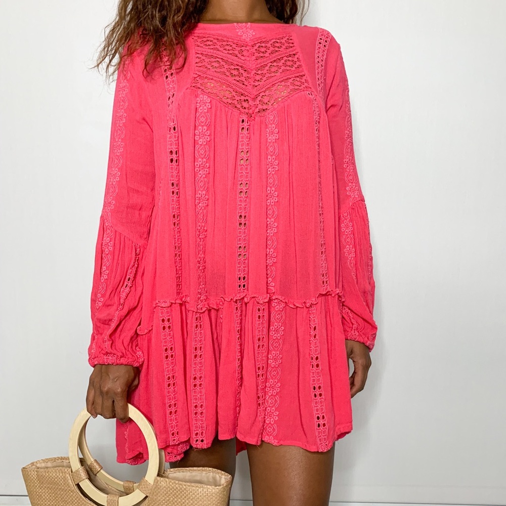 Free People Kiss Tunic in Sweetest Pink Top Small